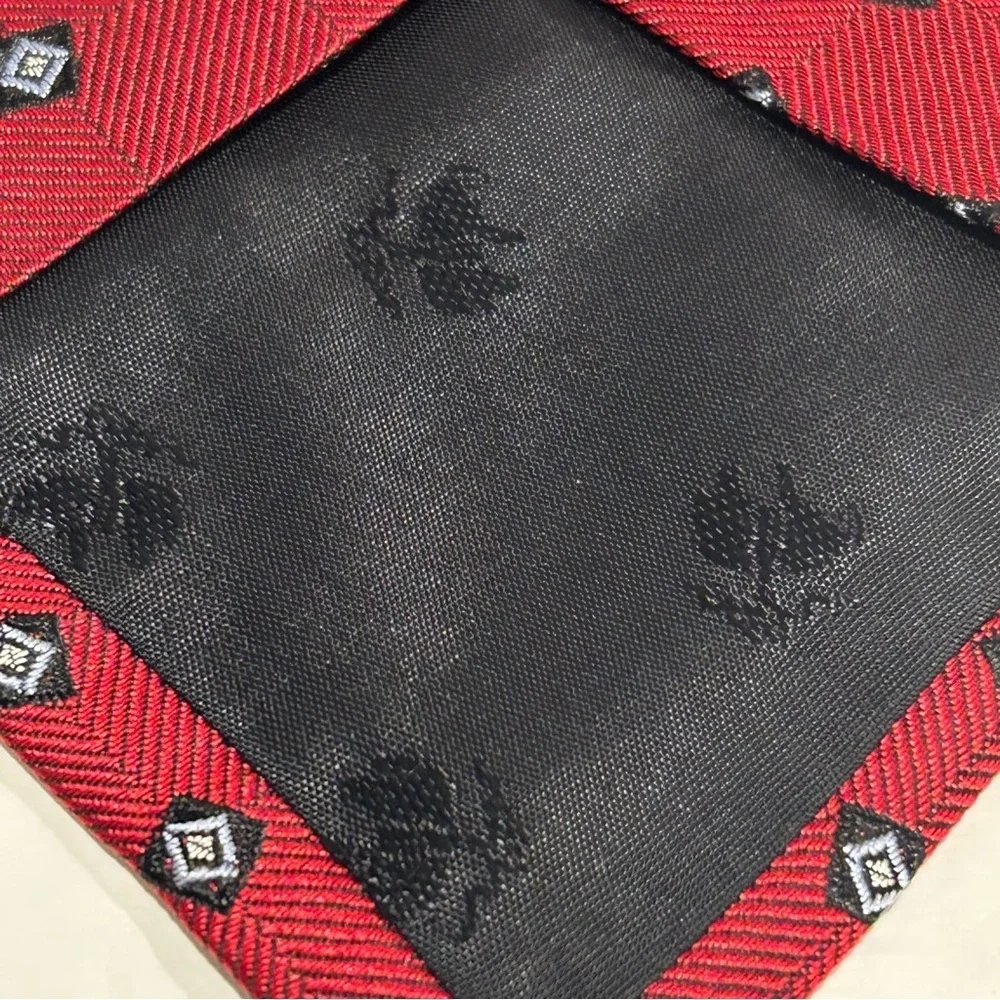 Vintage Brooks Brothers 346 Red Mens Woven 100% Silk Necktie, Dots, USA Made